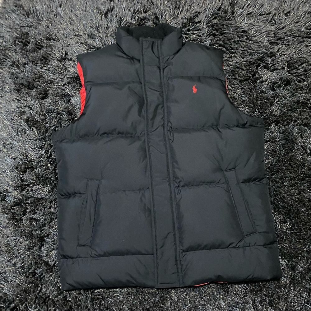 Polo by Ralph Lauren Black, Red Puffer Vest Jacket Coat - Mens Large